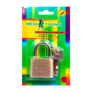 Candado satinado megatronic de gancho corto con juego de 3 llaves, 40…