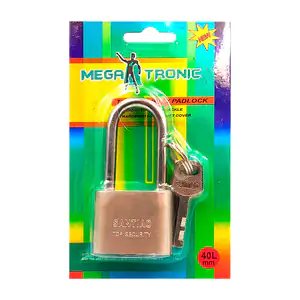 Candado satinado megatronic de gancho largo con juego de 3 llaves, 40…