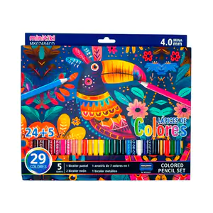 Estuche minitiki con 24 colores de madera, 4 bicolores, 1 multicolor,…