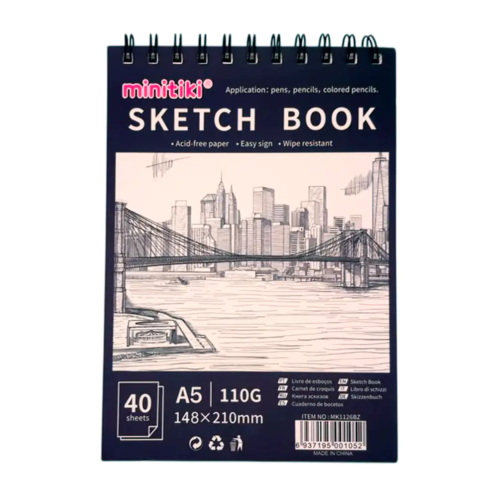 Cuaderno libreta de dibujo minitiki a5 con doble espiral metálico, 11…