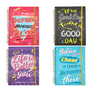 Cuaderno profesional de 200 hojas en pasta dura, calcomanías y espira…