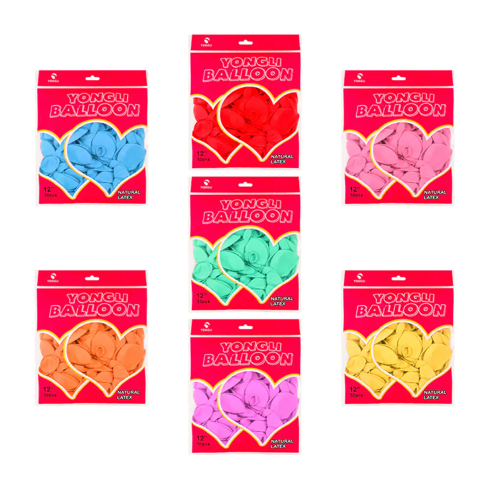 Paquete con 50 globos de latex natural, 12 pulgadas, variedad de colo…