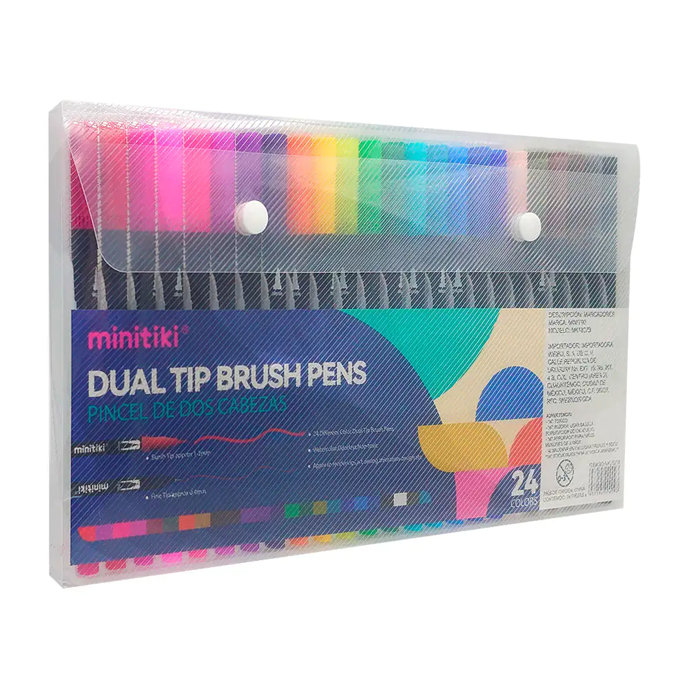 Estuche con 24 marcadores - plumones minitiki de doble punta, varieda…