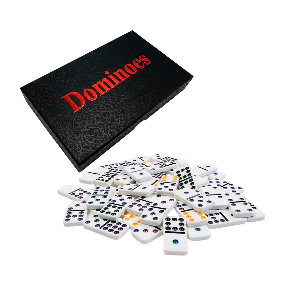 Estuche con juego de mesa dominó de 28 piezas, variedad de colores