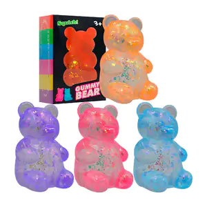Squeeze antiestrés de silicona en forma de osito con glitter, textura…