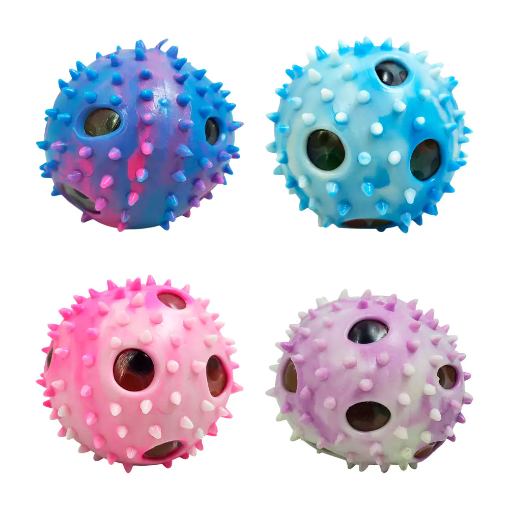 Pelota squeeze texturizada antiestrés con bolas de hidrogel y orifici…