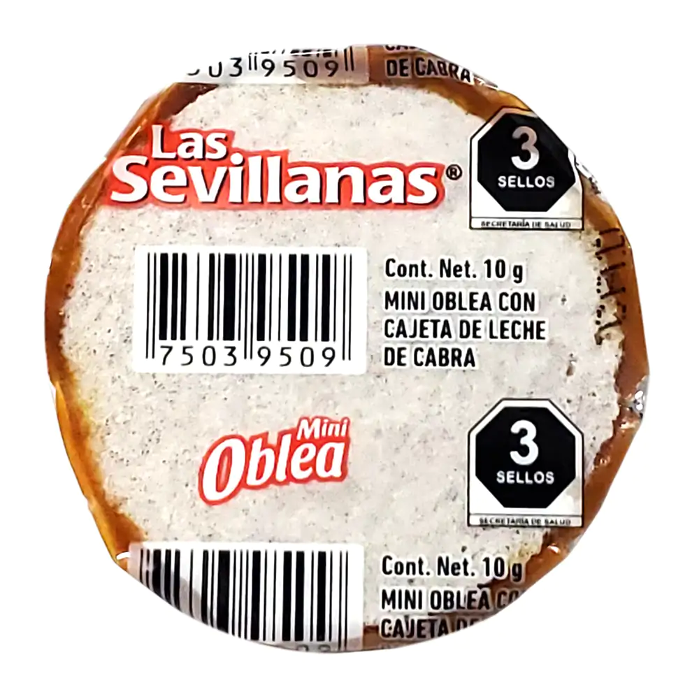 1pz mini oblea las sevillanas rellena de cajeta, 10g / oblea-mini