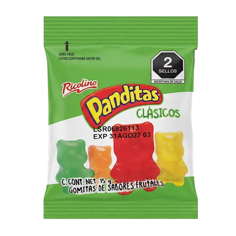 1pz mini bolsa con panditas ricolino clásicos, 15g / panditas