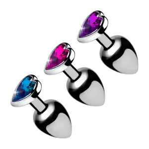 1pza plug grande metálico con diamante en forma de corazón, 9cm, vari…