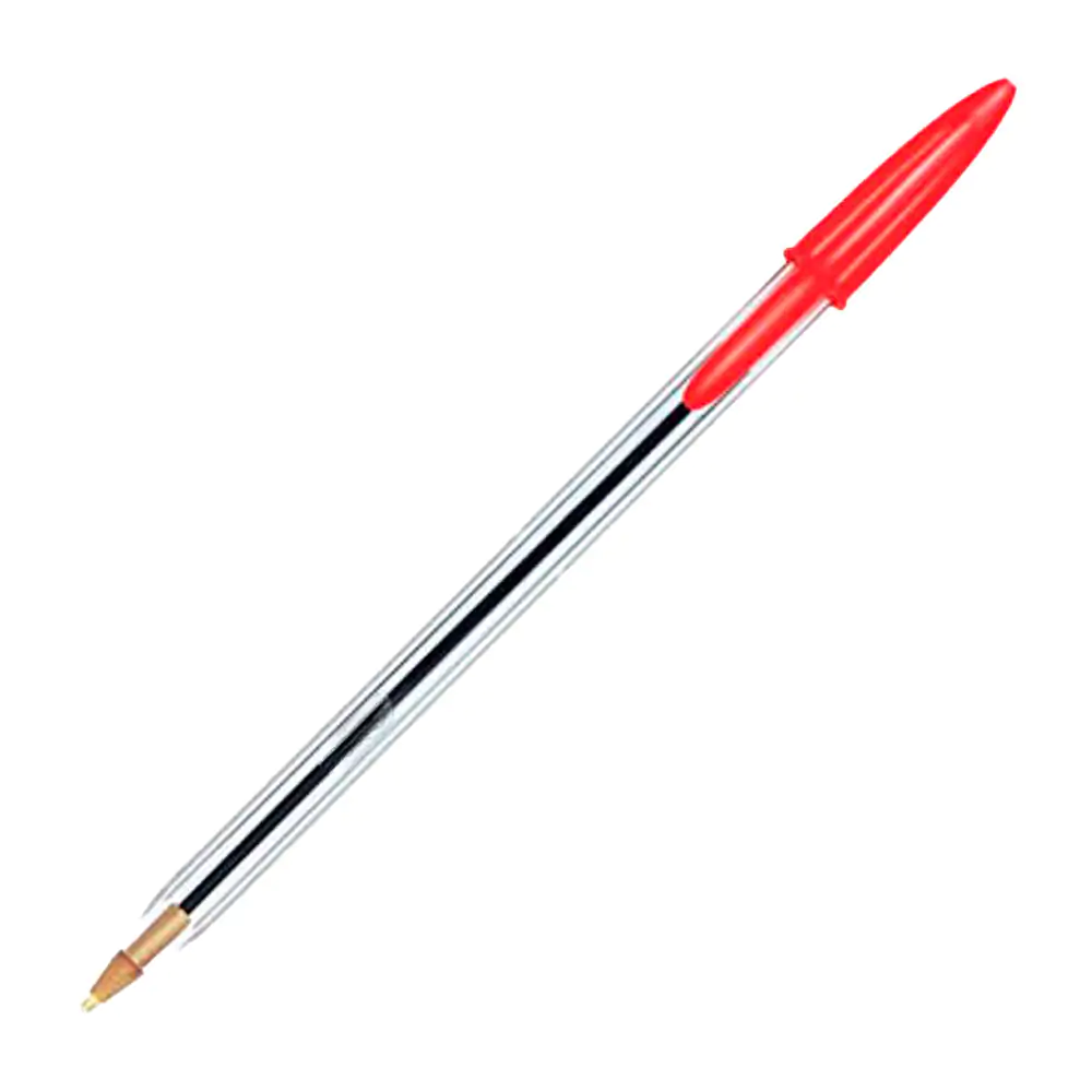 1pza pluma sencilla de plástico con punta fina en tono rojo / pluma-roja