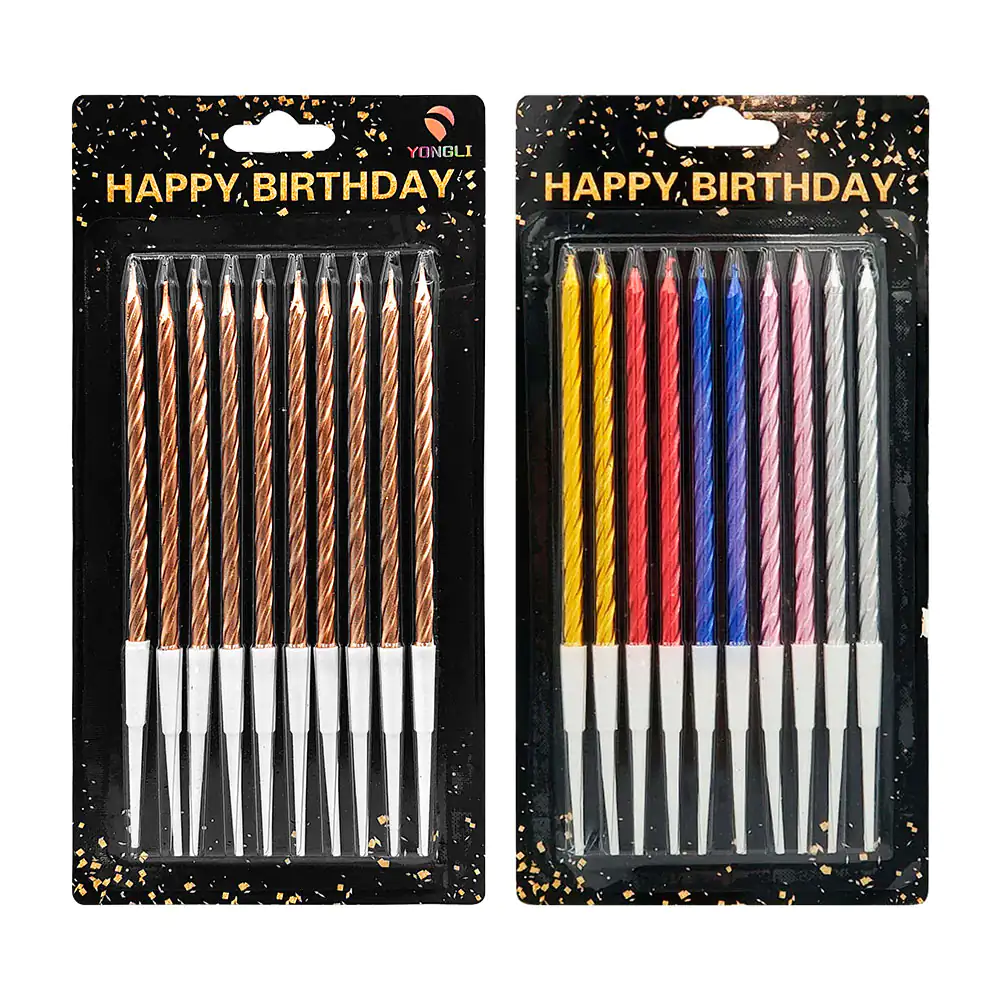 Paquete de 10 velas para fiestas de 14 cm y diferentes colores metáli…