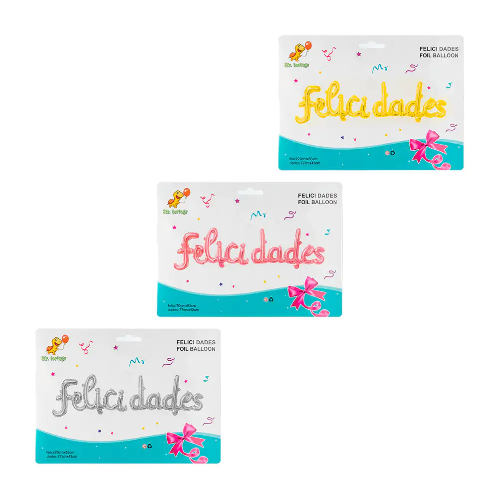Set de 2 globos en color metálico con frase felicidades, variedad de …