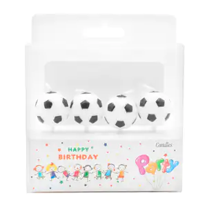 Paquete con 4 velas con forma de balón de fútbol / qlz0477