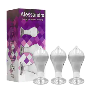 Kit con 3 plugs anales de acrilico transparente, diferentes medidas /…