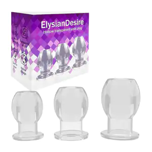 Paquete con 3 plugs anales de acrílico con orificio, variedad de tama…