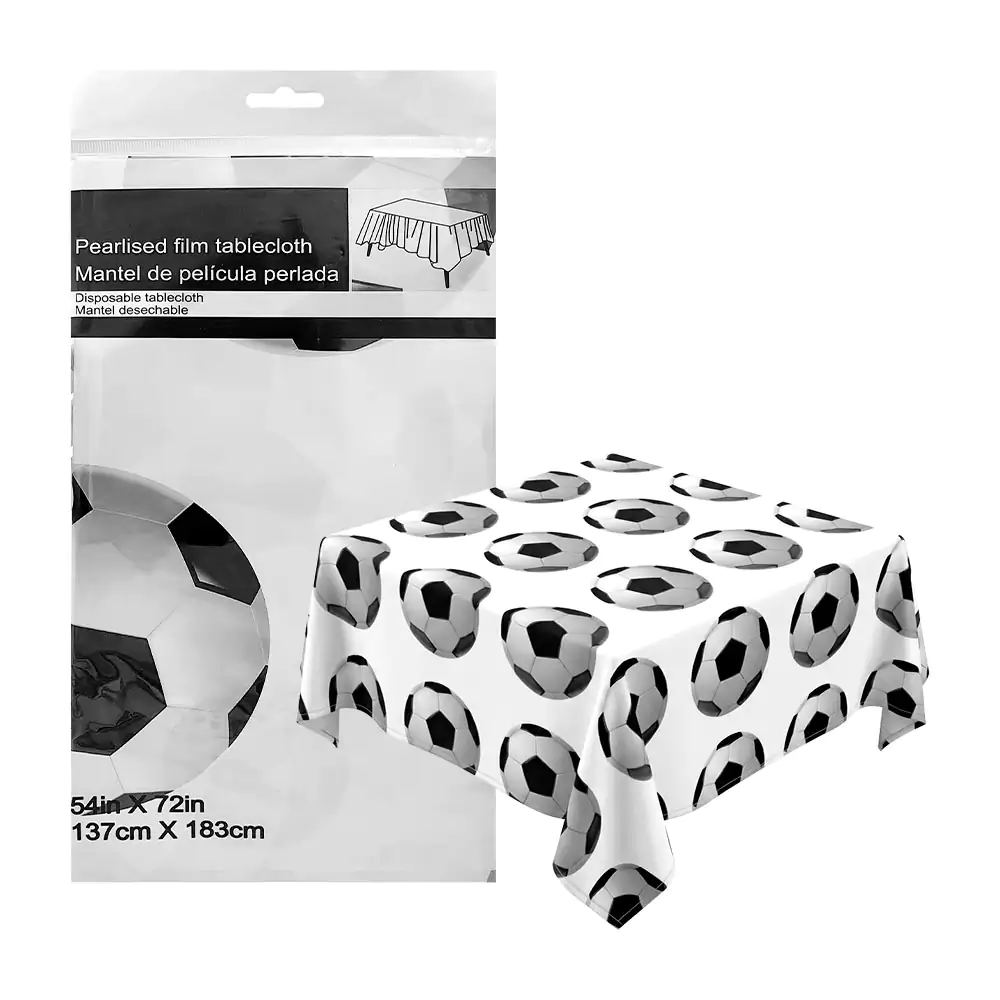 Mantel de plástico rectangular con estampado de balones de fútbol, 13…