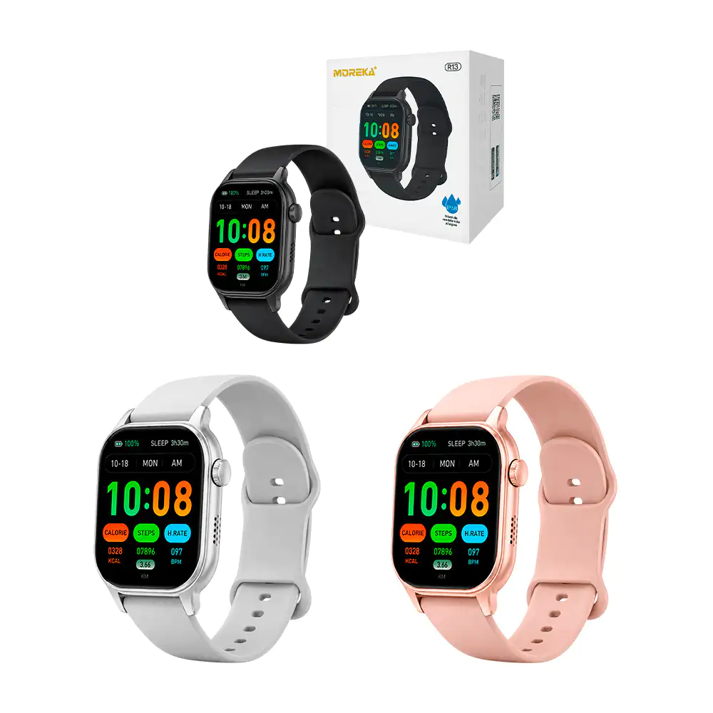 Smart watch moreka con diseño deportivo, medidor de salud, display cu…