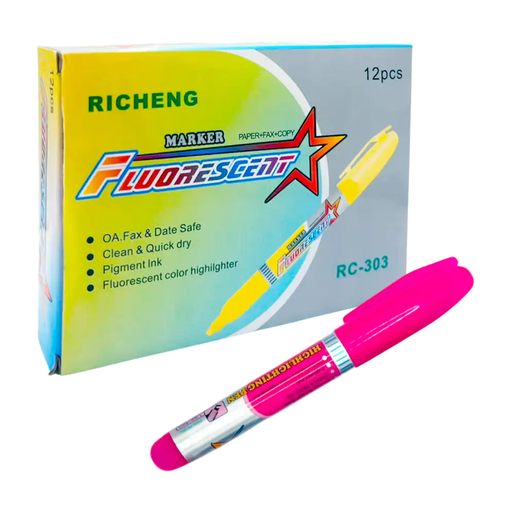 1pza Marcatextos de punta ancha en tono neón, variedad de colores / rc-303