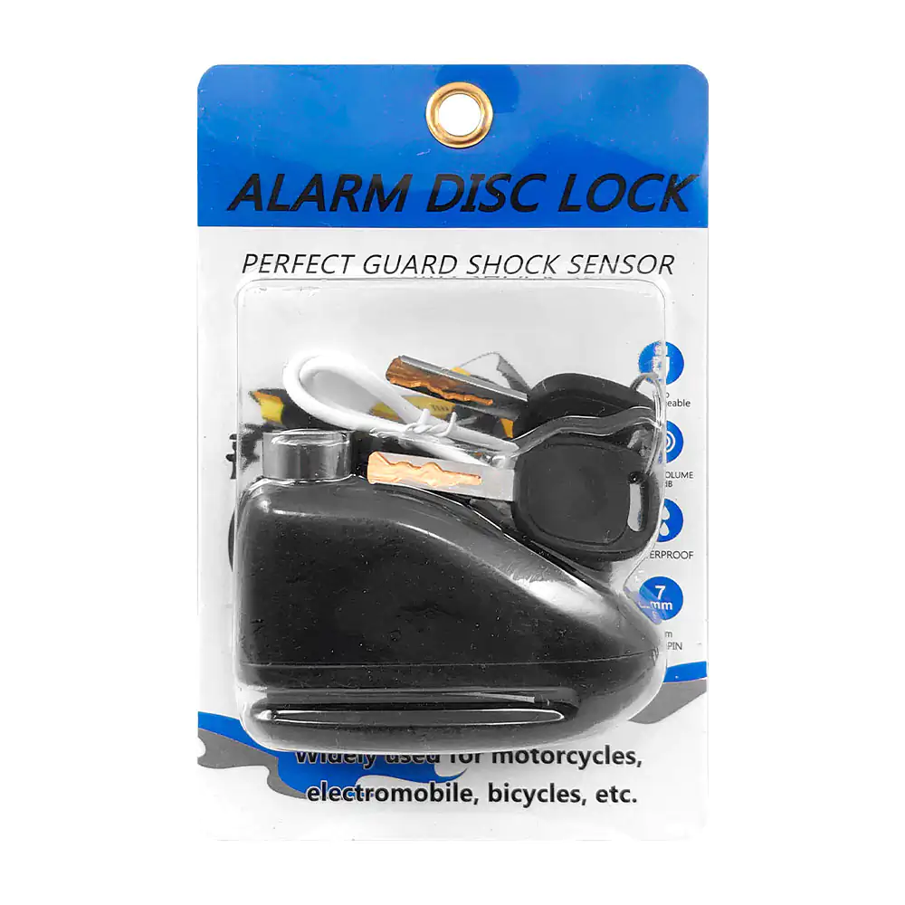 Blíster con candado de seguridad para disco de freno con alarma + lla…