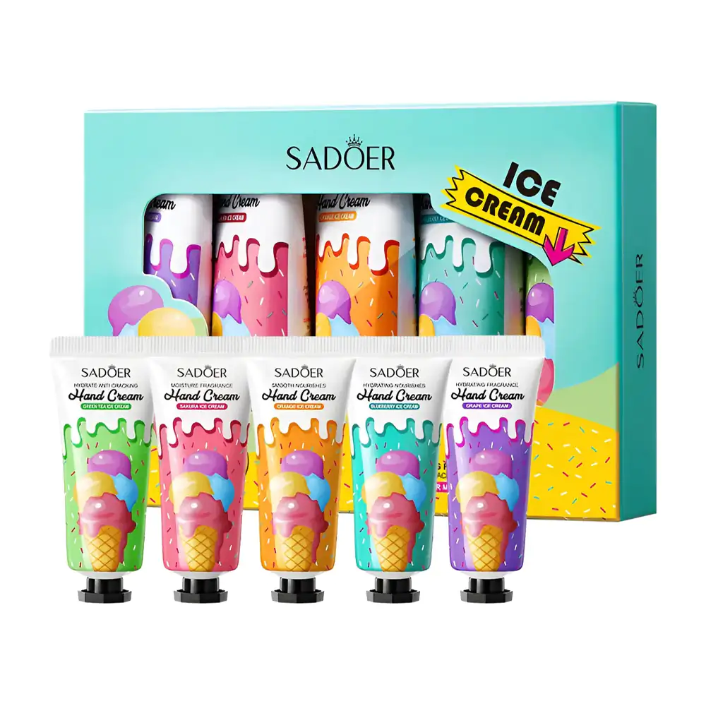 Paquete sadoer con 5 cremas hidratantes para manos con aroma a helado…