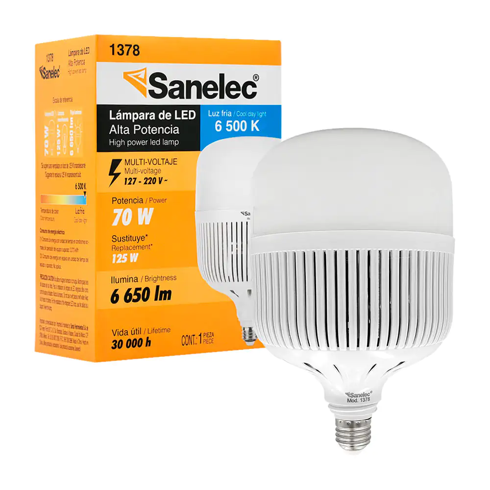 Foco led sanelec de alta potencia con luz blanca, 70w / se313782