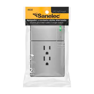 Placa fontana con 1 apagador sencillo + 2 contactos color gris, sanel…