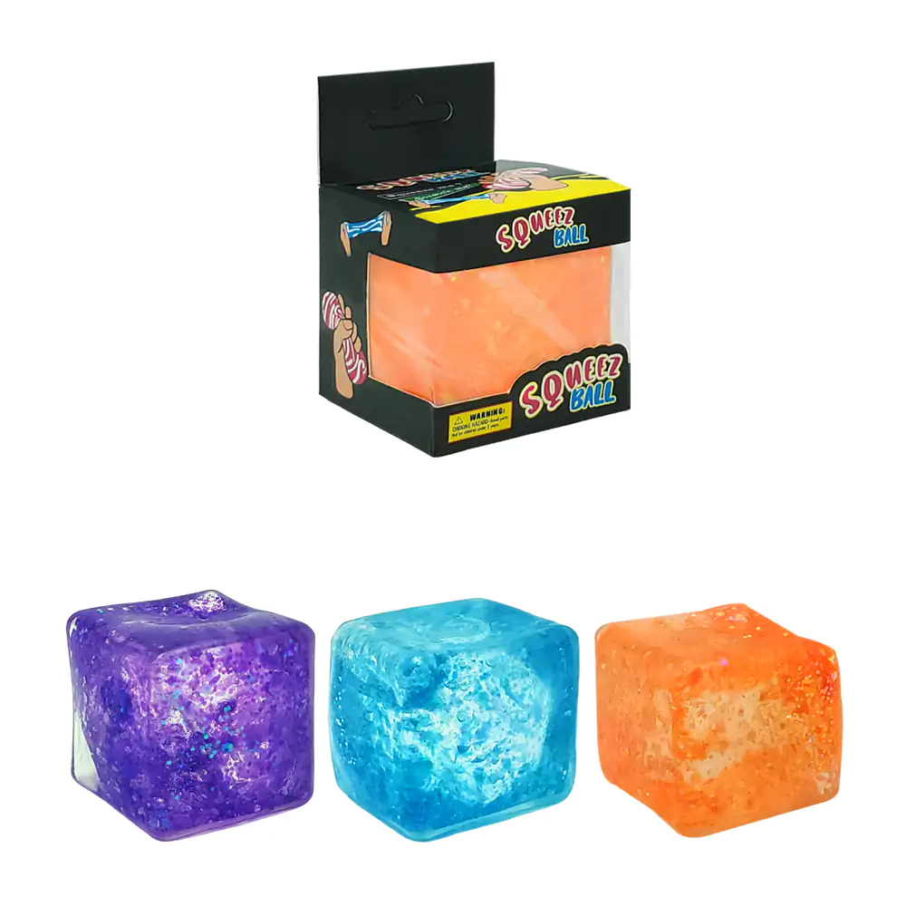 Squeeze antiestrés de silicona en forma de cubito con glitter / stc-3…