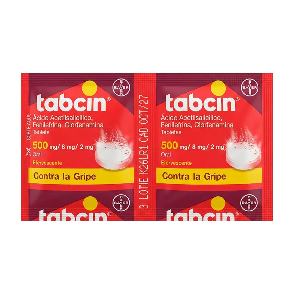 1pz Tableta con pastilla efervescente tabcin en color rojo, 500mg / t…