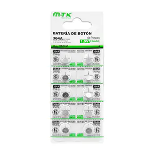 Blíster mtk con 10 pilas / baterías tipo botón de 13mah, 364a / ag1 /…