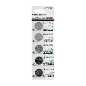 Blíster mtk con 5 pilas / baterías tipo botón de 75mah, cr2016 / 3v