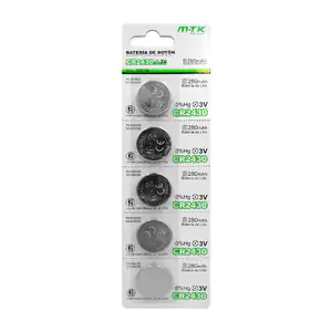 Blíster mtk con 5 pilas / baterías tipo botón de 280mah, cr2430 / 3v