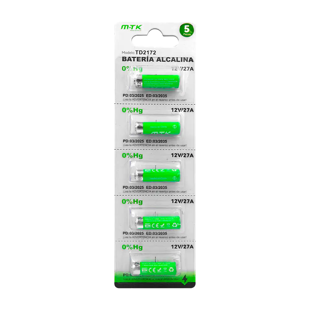 Blister mtk con 5 mini pilas / baterías alcalinas de 12v/27a