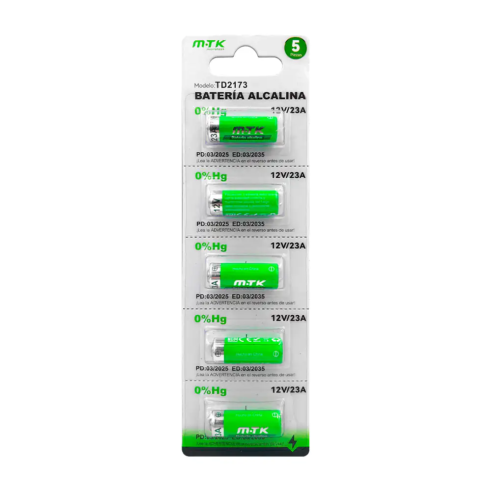 Blíster mtk con 5 mini pilas / baterías alcalinas de 12v/23a