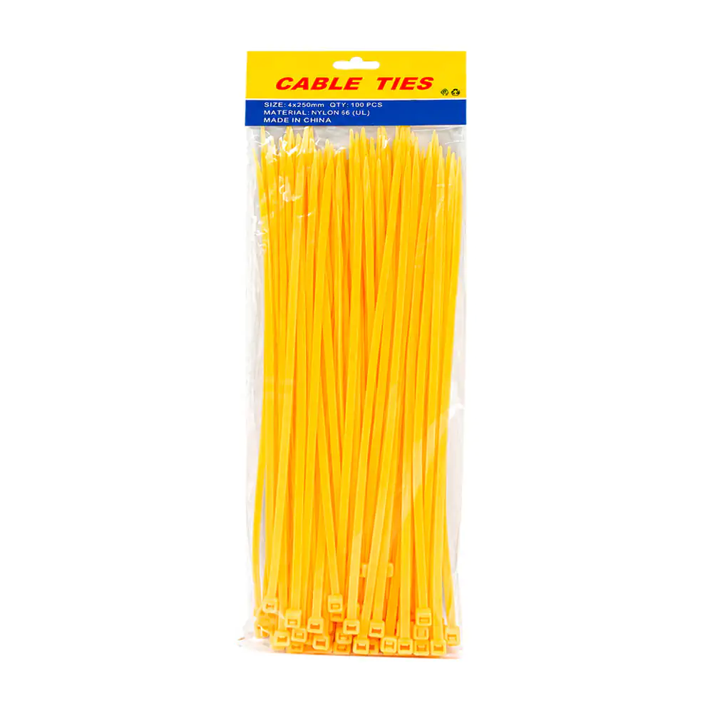 Paquete con 100 cinchos de plástico amarillo de 5mmx30cm