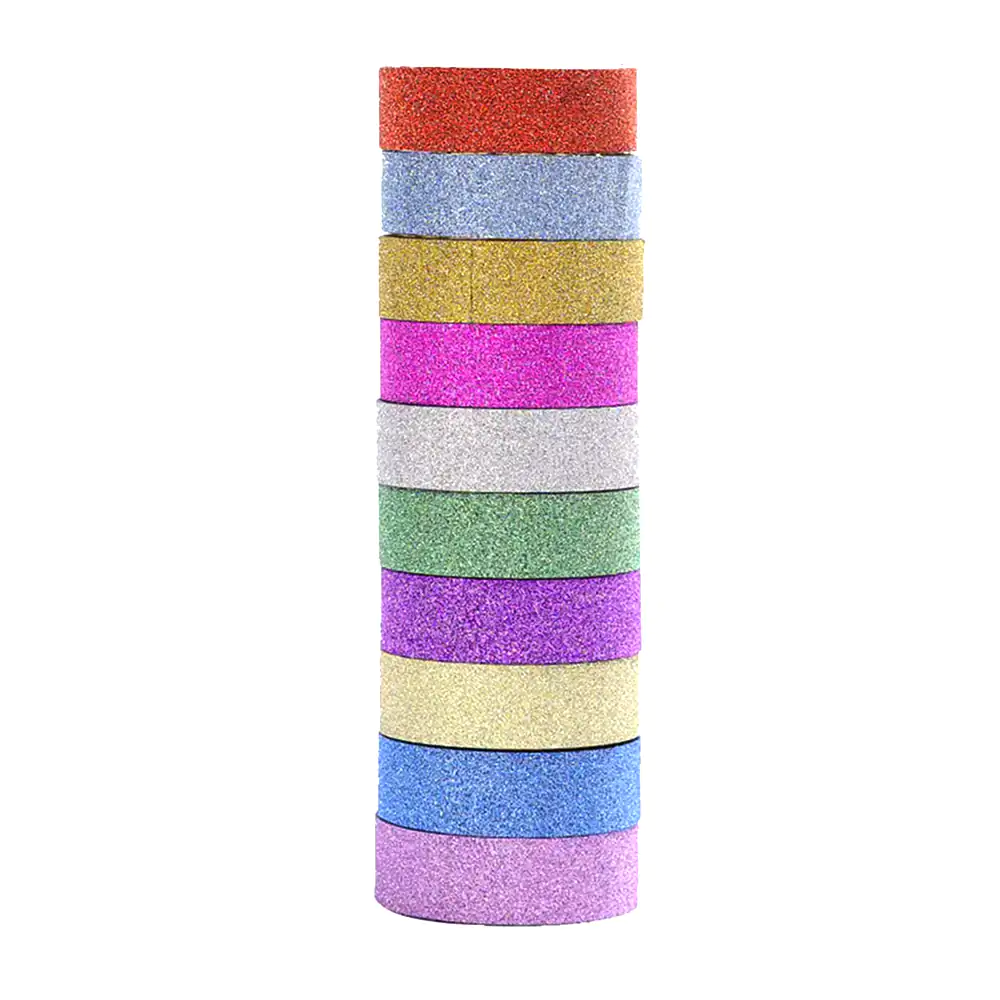 Paquete con 10 cintas adhesivas efecto diamantina, variedad de colore…