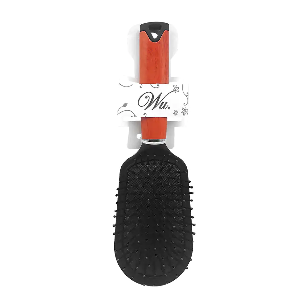 Cepillo ovalado con cerdas de plástico en color negro matte y mango e…