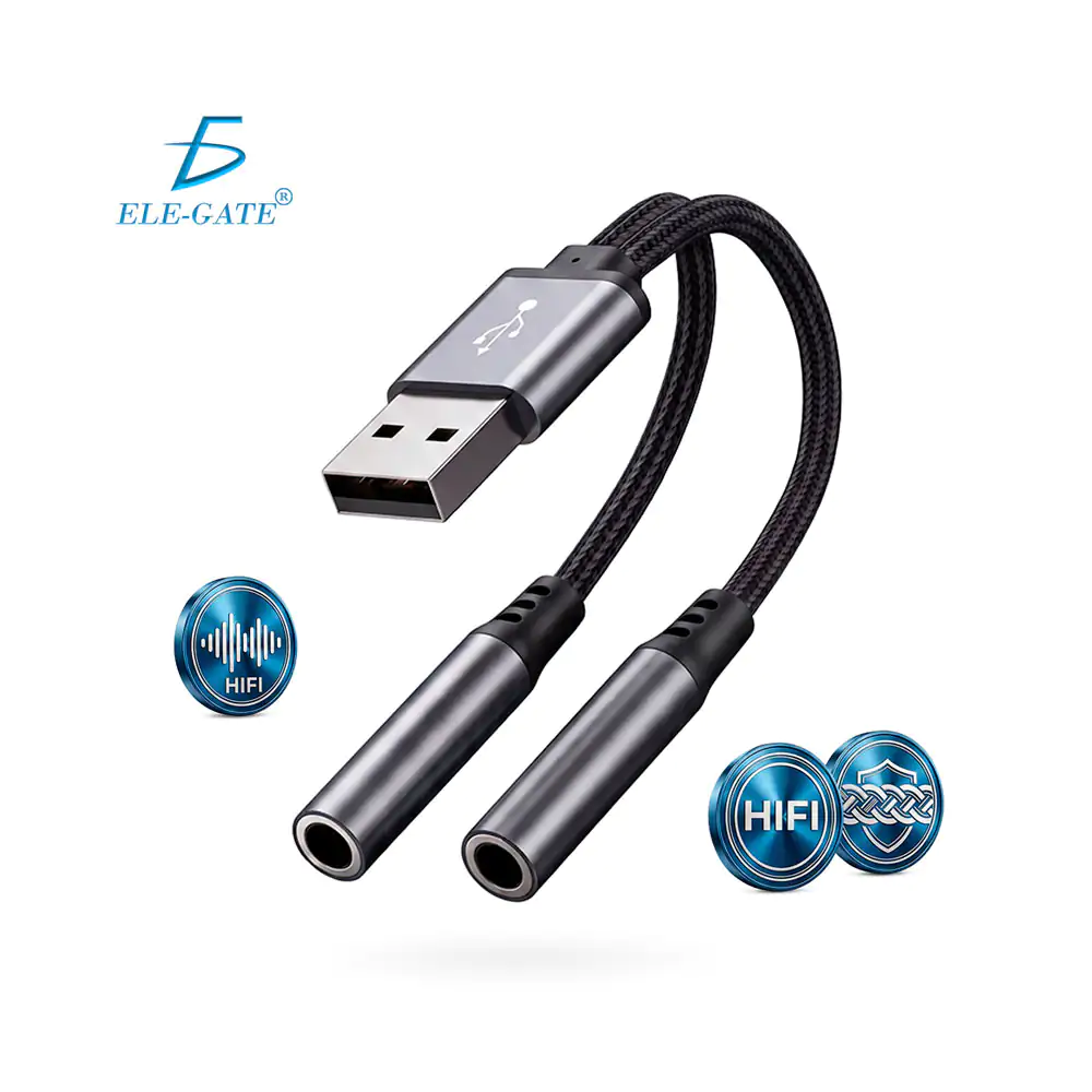 Cable adaptador para audio con entrada usb-a a doble 3.5mm / wi.qlx19