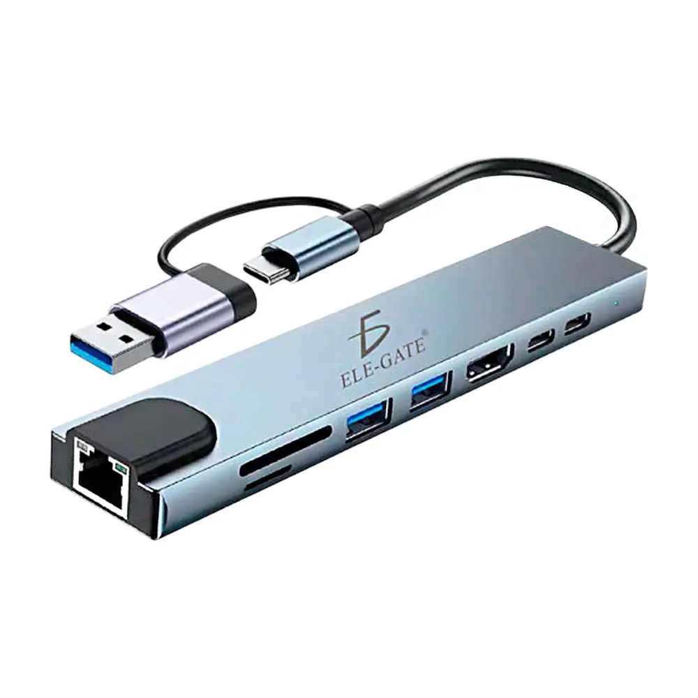 Hub adaptador conector usb-a y usb-c, 8 puertos conectores, hdmi 4k, …