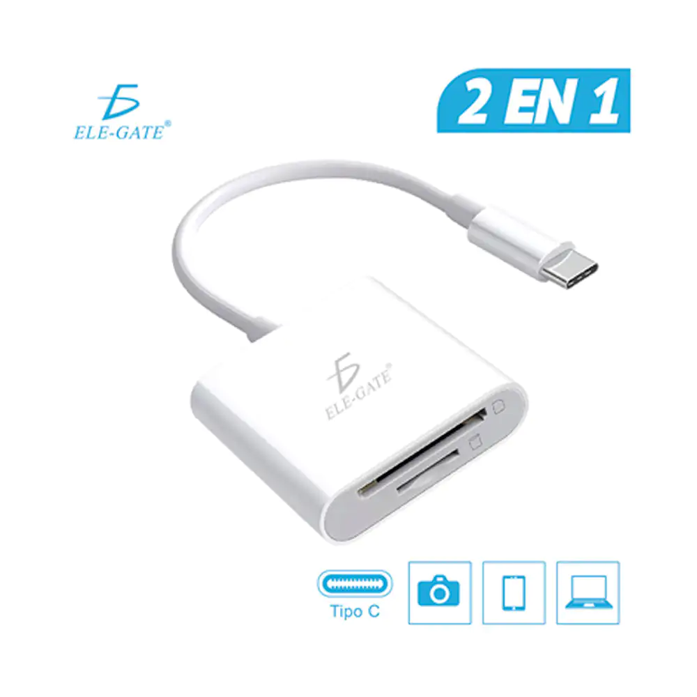 Lector de tarjetas usb-c 2 en 1 para sd y micro sd compatible para la…