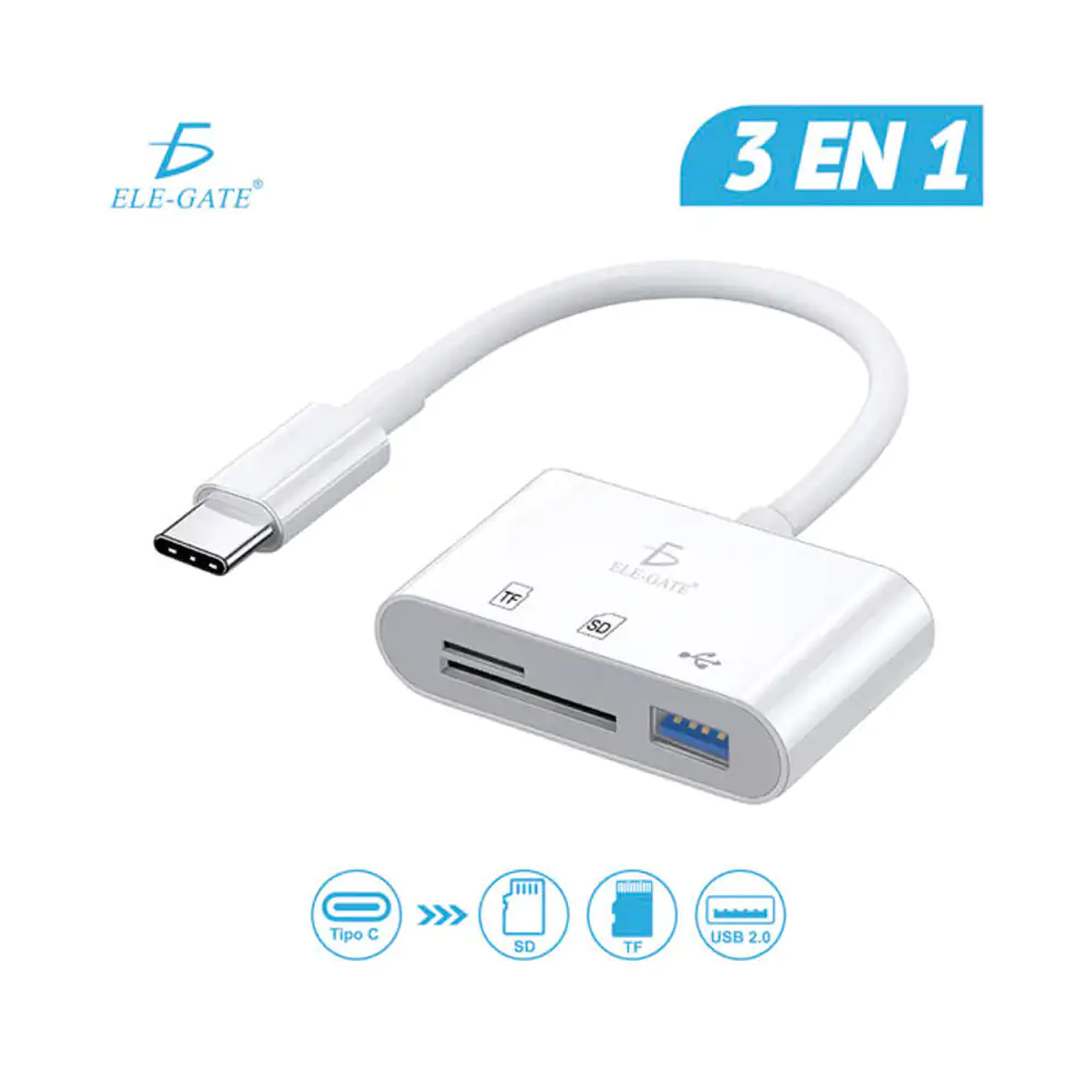 Lector de tarjeta tipo usb-c 3 en 1, tf, sd y usb 2.0 compatible con …