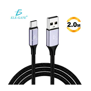 Cable de 2 metros, nylon trenzado de usb-c a usb-a, carga 3a y transf…