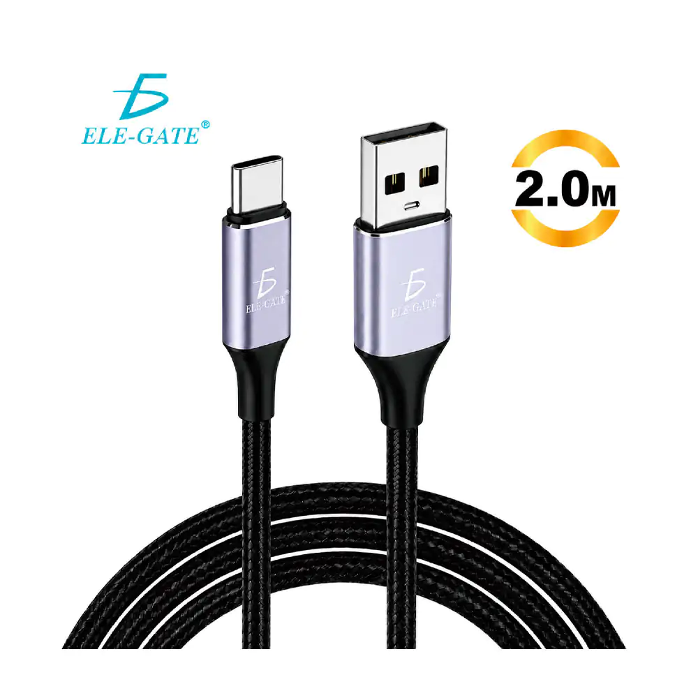 Cable de 2 metros, nylon trenzado de usb-c a usb-a, carga 3a y transf…