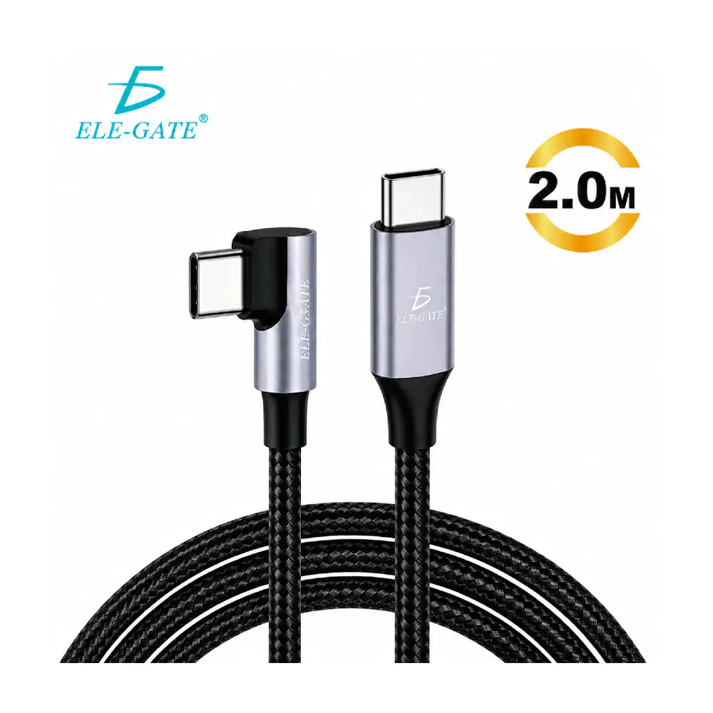 Cable de 2 metros trenzado y reforzado usb-c a usb-c con ángulo de 90…