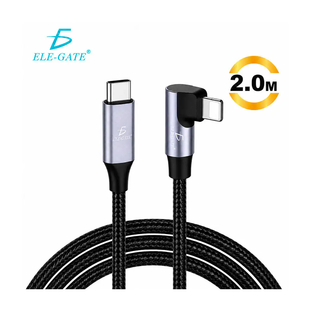 Cable de 2 metros trenzado y reforzado de usb-c a ip con ángulo de 90…