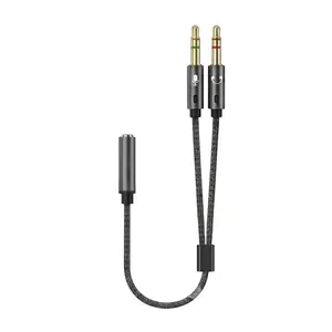 Splitter de audio 3.5mm con adaptador para audífonos y micrófono, cab…