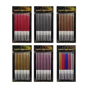 Blíster con 10 velas alargadas, lisas + base para pastel, variedad de…