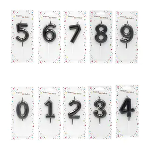 1pz Vela de cumpleaños en forma de número, 0-9, en color negro, varie…