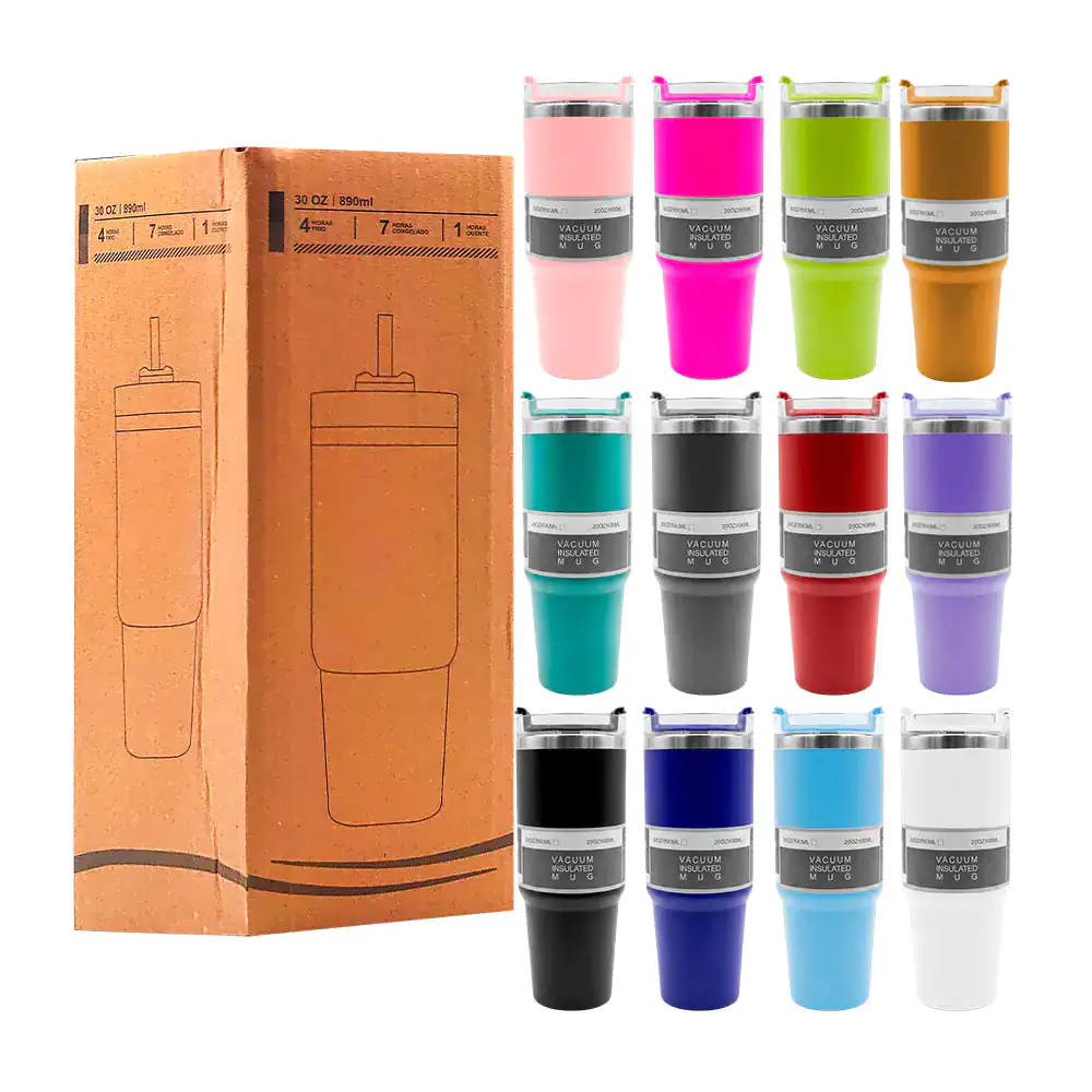 Vaso termo de acero inoxidable liso de 30oz con popote, variedad de c…