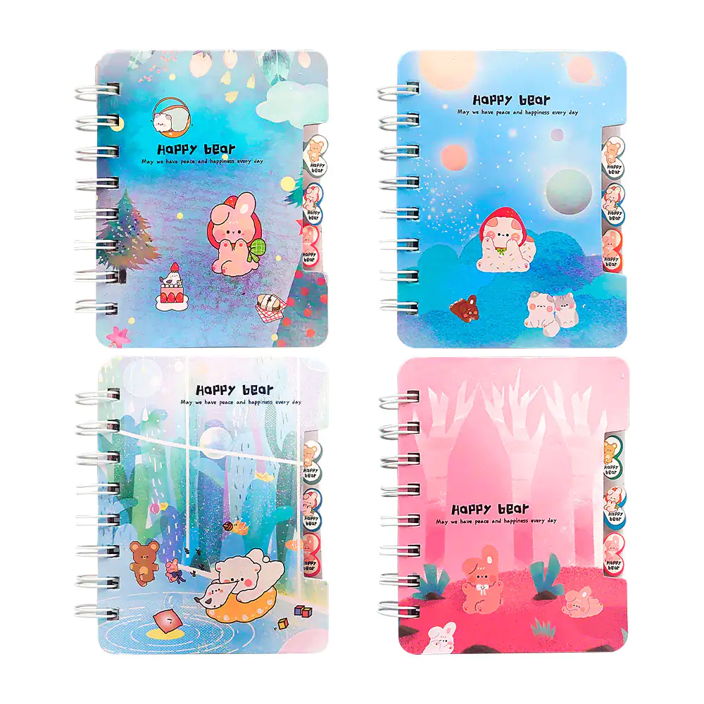 Mini libreta - cuaderno con hoja de rayas + separador de hojas, varie…