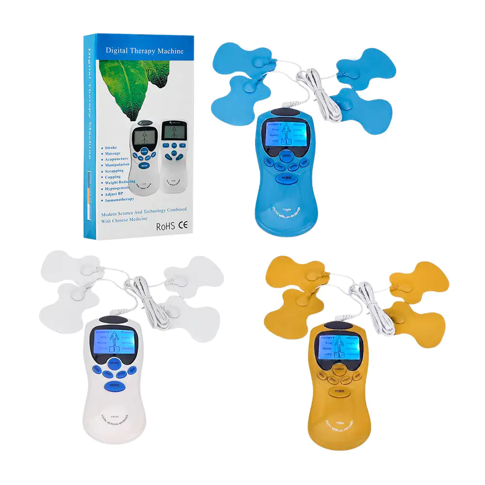 Máquina masajeadora para electroterapia estimuladora con 4 parches adhesivos
